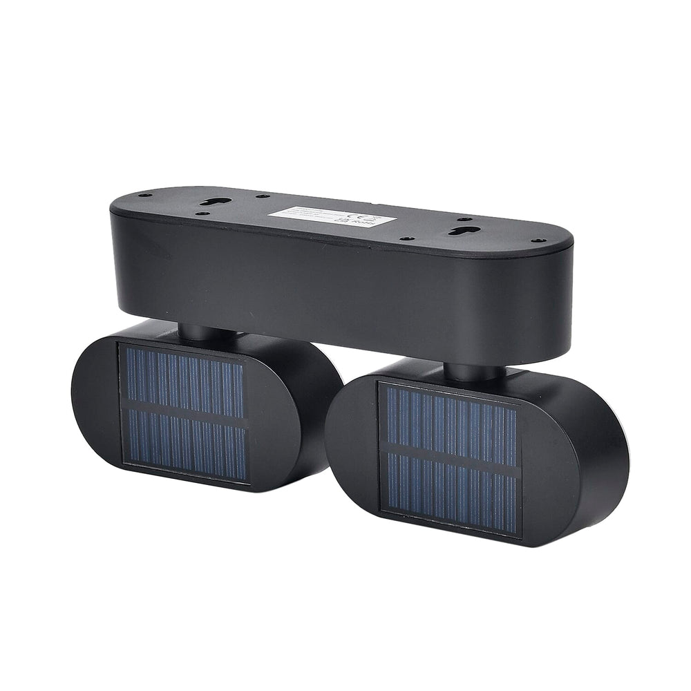 Solar Wall Light-with Motion Sensor (Twin head) with 1200mah Rechargeable Battery - Black