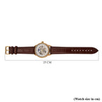 Majesty Automatic Mechanical Movement 3ATM Water Resistant White Hollow Hydraulic Dial Watch with Brown Leather Strap