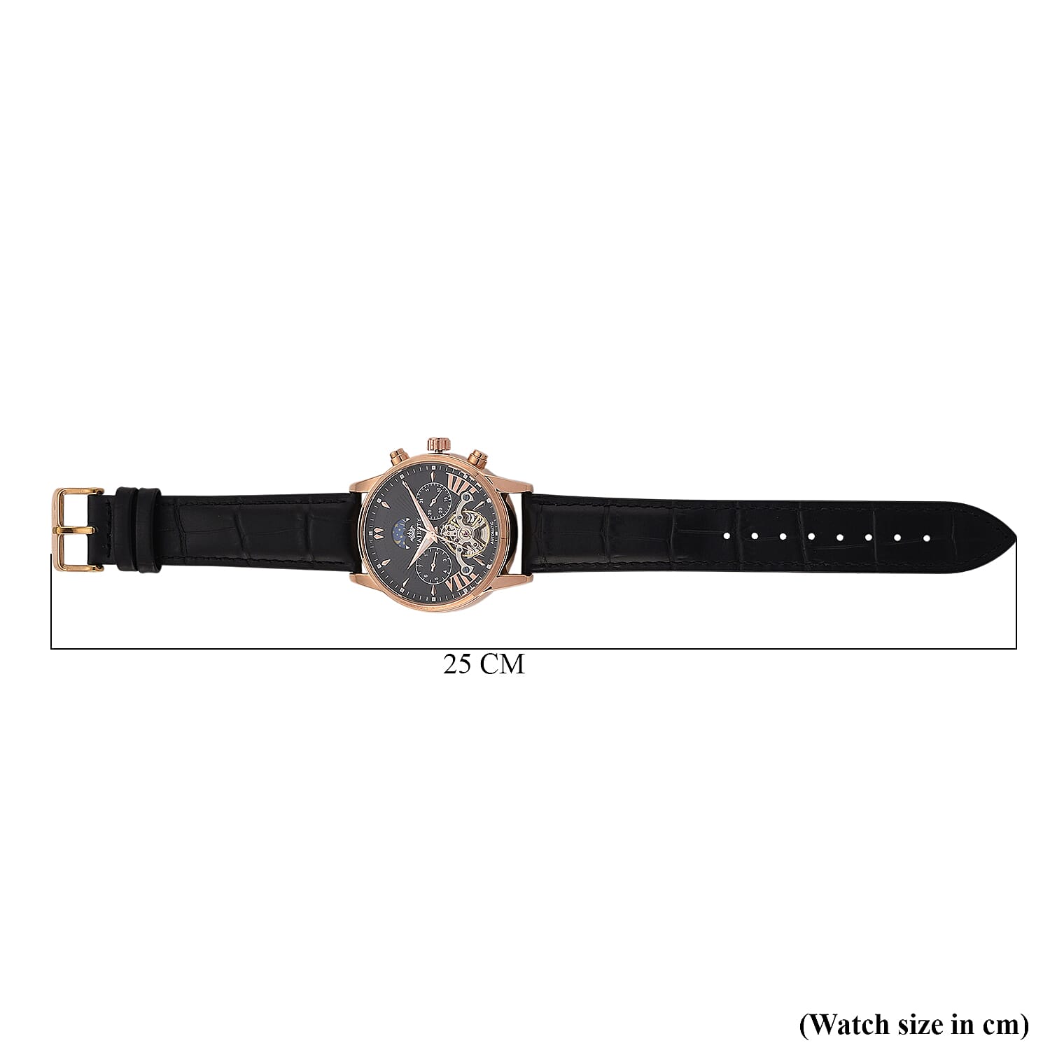 MAJESTY Limited Edition ENIGMATIC Automatic 3ATM Mens Watch with Rose Gold dial Black Leather Strap With Day-Night Indicator