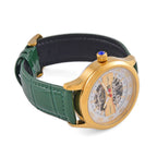 WILLIAM HUNT 5 ATM Water Resistant Automatic Movt. Watch in Gold Tone with Green Leather Strap