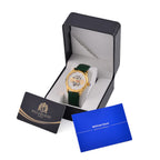 WILLIAM HUNT 5 ATM Water Resistant Automatic Movt. Watch in Gold Tone with Green Leather Strap