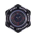 GENOA TIME V2 Japanese Movement Multifunctional Black Literal Dial 5 ATM Water Resistant Watch With Black - Red TPU Strap