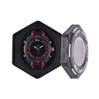 GENOA TIME V2 Japanese Movement Multifunctional Black Literal Dial 5 ATM Water Resistant Watch With Black - Red TPU Strap