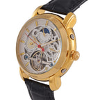 LIMITED EDITION William Hunt London Automatic Movement 5 ATM WR Moon Phase Watch With Black Leather Strap