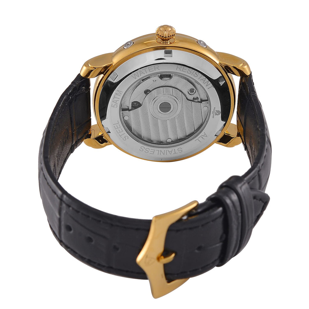 LIMITED EDITION William Hunt London Automatic Movement 5 ATM WR Moon Phase Watch With Black Leather Strap