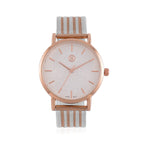 STRADA Japanese Movement Floral Pattern Hydraulic Literal Water Resistant Watch With Rose Gold - White Stainless Steel Mesh Strap
