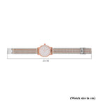 STRADA Japanese Movement Floral Pattern Hydraulic Literal Water Resistant Watch With Rose Gold - White Stainless Steel Mesh Strap
