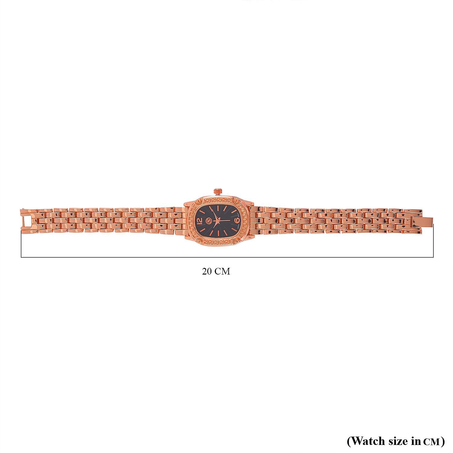 Strada Japanese Movement Black Dial Water Resistant Watch in Rose Gold Tone