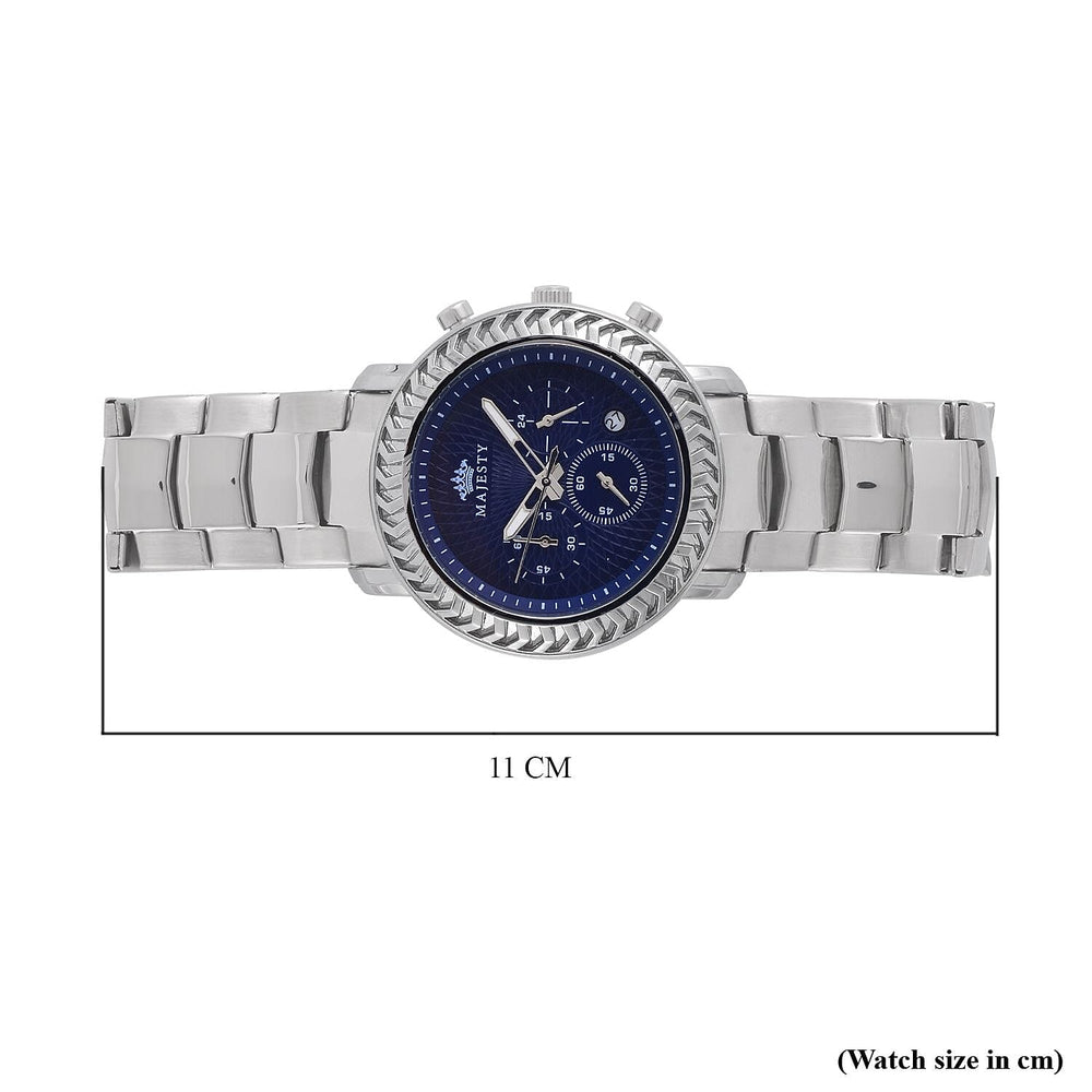 MAJESTY Multifunction Movt. Blue Dial 3 ATM Water Resistant Watch with Stainless Steel Chain Strap in Silver Tone