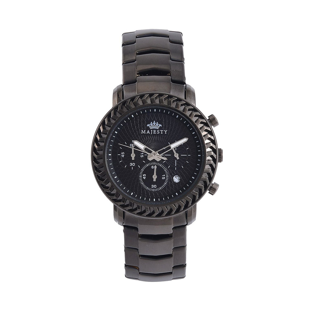 MAJESTY Multifunction Movt. Black Dial 3 ATM Water Resistant Watch with Stainless Steel Chain Strap in Black Tone