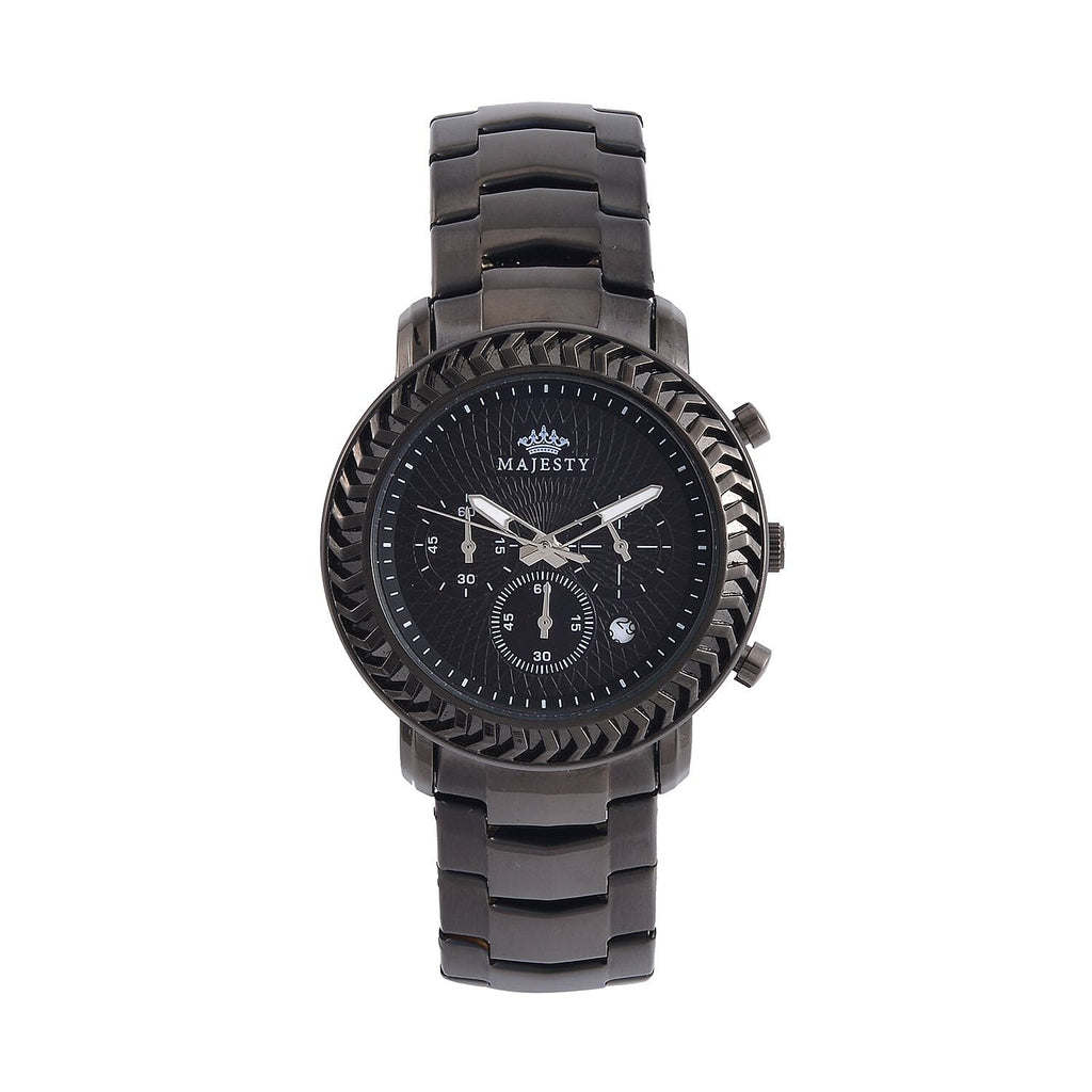MAJESTY Multifunction Movt. Black Dial 3 ATM Water Resistant Watch with Stainless Steel Chain Strap in Black Tone