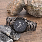 MAJESTY Multifunction Movt. Black Dial 3 ATM Water Resistant Watch with Stainless Steel Chain Strap in Black Tone
