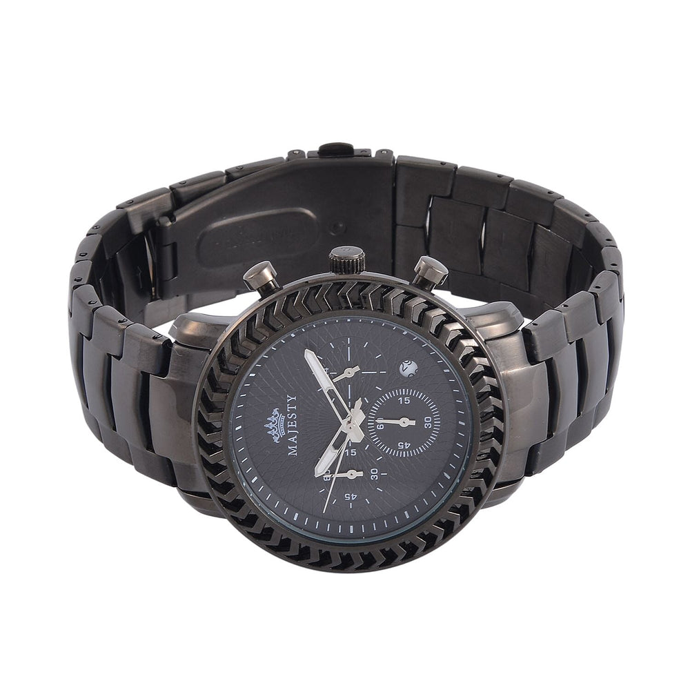 MAJESTY Multifunction Movt. Black Dial 3 ATM Water Resistant Watch with Stainless Steel Chain Strap in Black Tone
