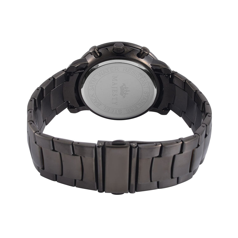 MAJESTY Multifunction Movt. Black Dial 3 ATM Water Resistant Watch with Stainless Steel Chain Strap in Black Tone