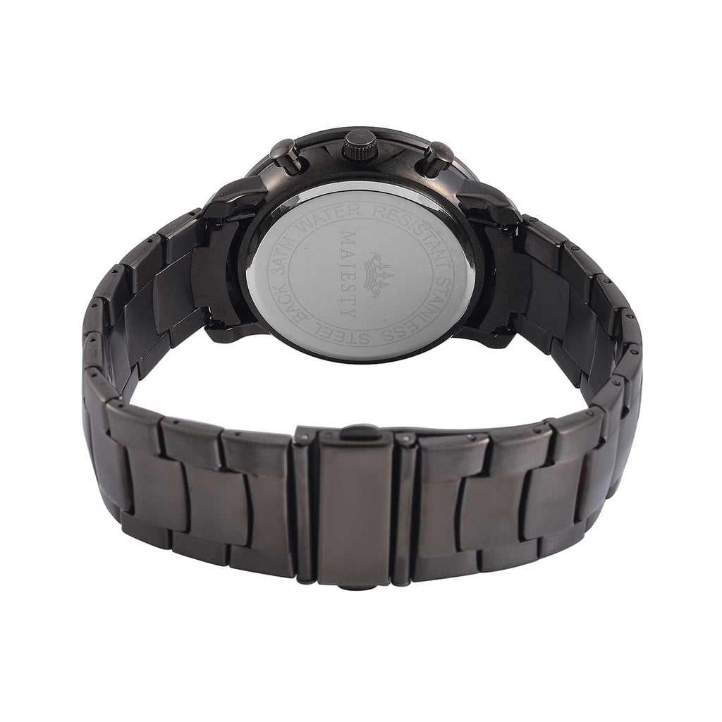 MAJESTY Multifunction Movt. Black Dial 3 ATM Water Resistant Watch with Stainless Steel Chain Strap in Black Tone