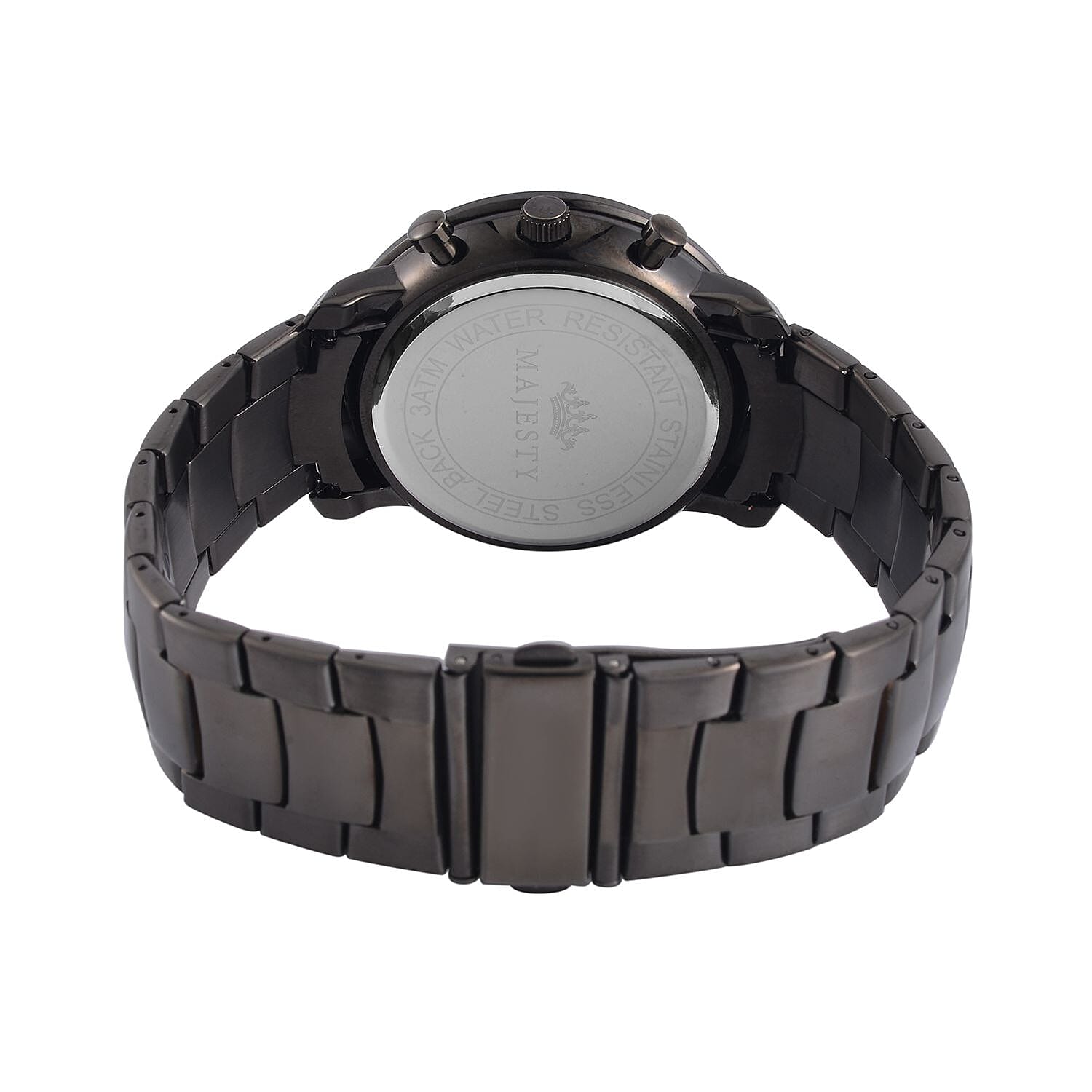 MAJESTY Multifunction Movt. Black Dial 3 ATM Water Resistant Watch with Stainless Steel Chain Strap in Black Tone