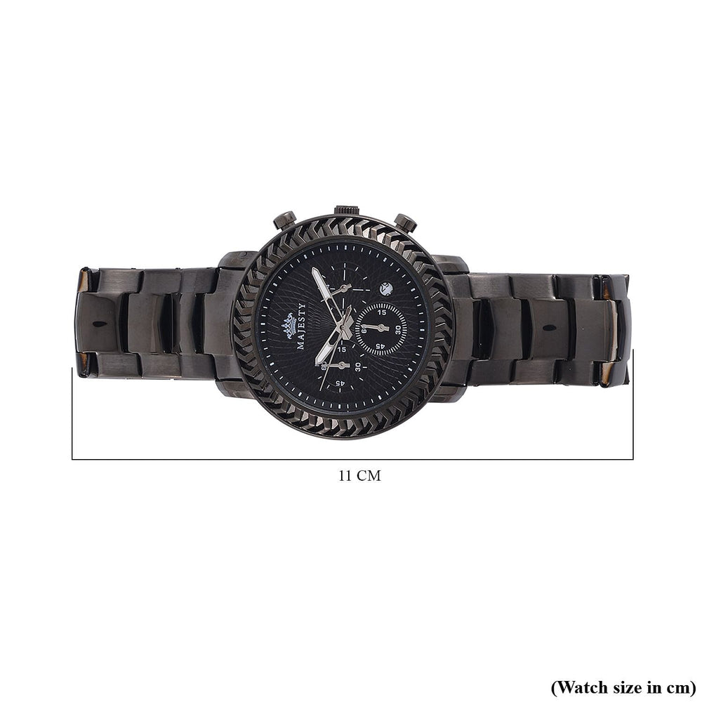 MAJESTY Multifunction Movt. Black Dial 3 ATM Water Resistant Watch with Stainless Steel Chain Strap in Black Tone