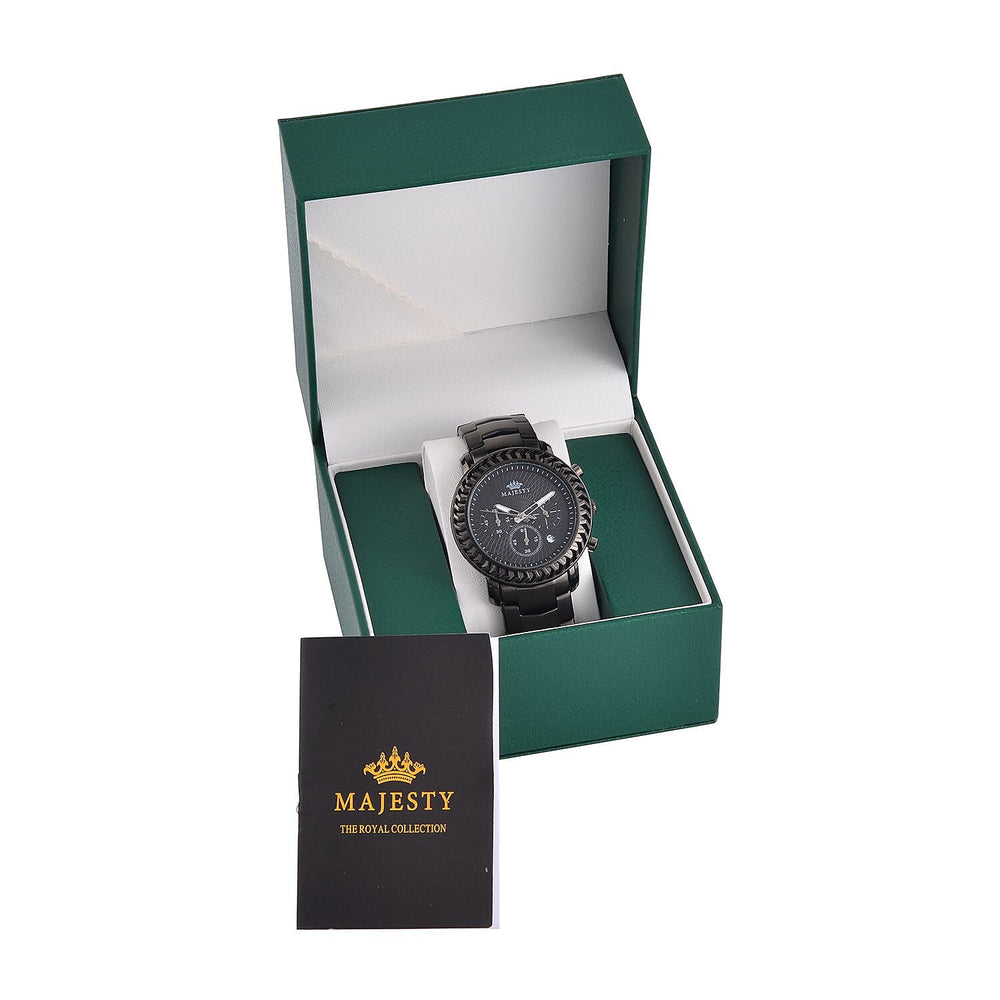 MAJESTY Multifunction Movt. Black Dial 3 ATM Water Resistant Watch with Stainless Steel Chain Strap in Black Tone