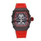 GENOA Japan Movt. 3ATM WR Black Dial Watch with Red Colour Strap