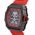 GENOA Japan Movt. 3ATM WR Black Dial Watch with Red Colour Strap