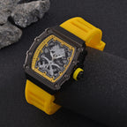 GENOA Japan Movt. 3ATM WR Black Dial Watch with Yellow Colour Strap