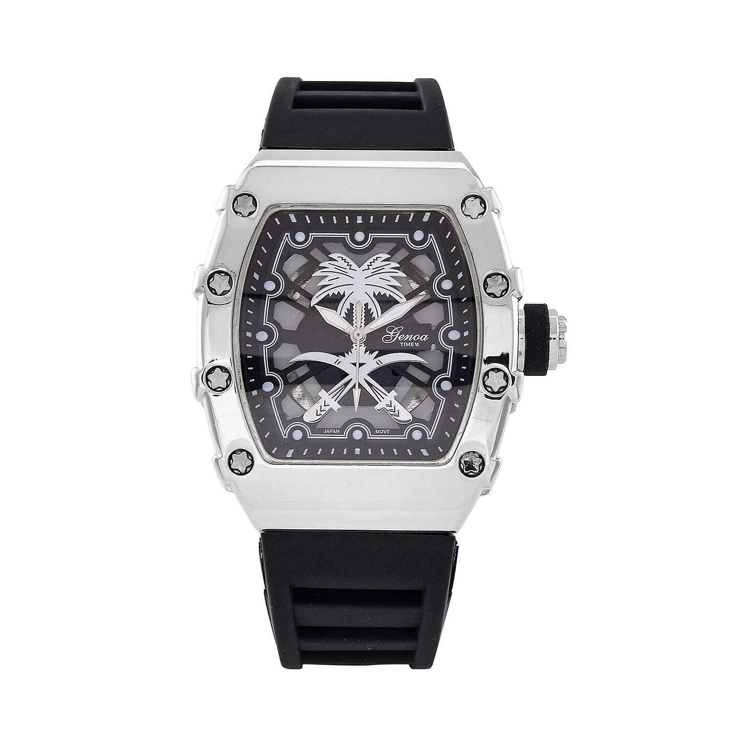 GENOA Japan Movt. 3ATM WR Black Dial Watch with Black Colour Strap