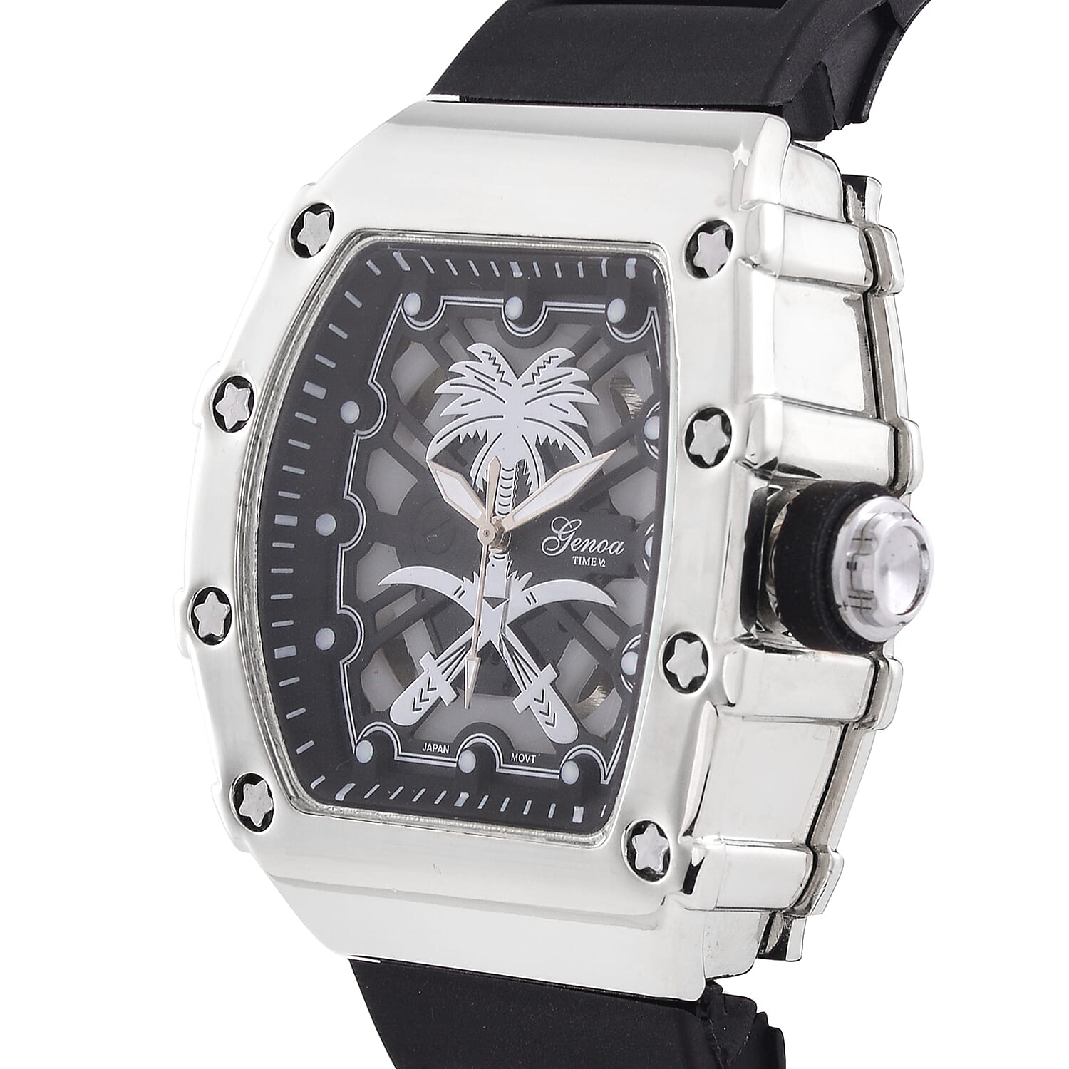 GENOA Japan Movt. 3ATM WR Black Dial Watch with Black Colour Strap
