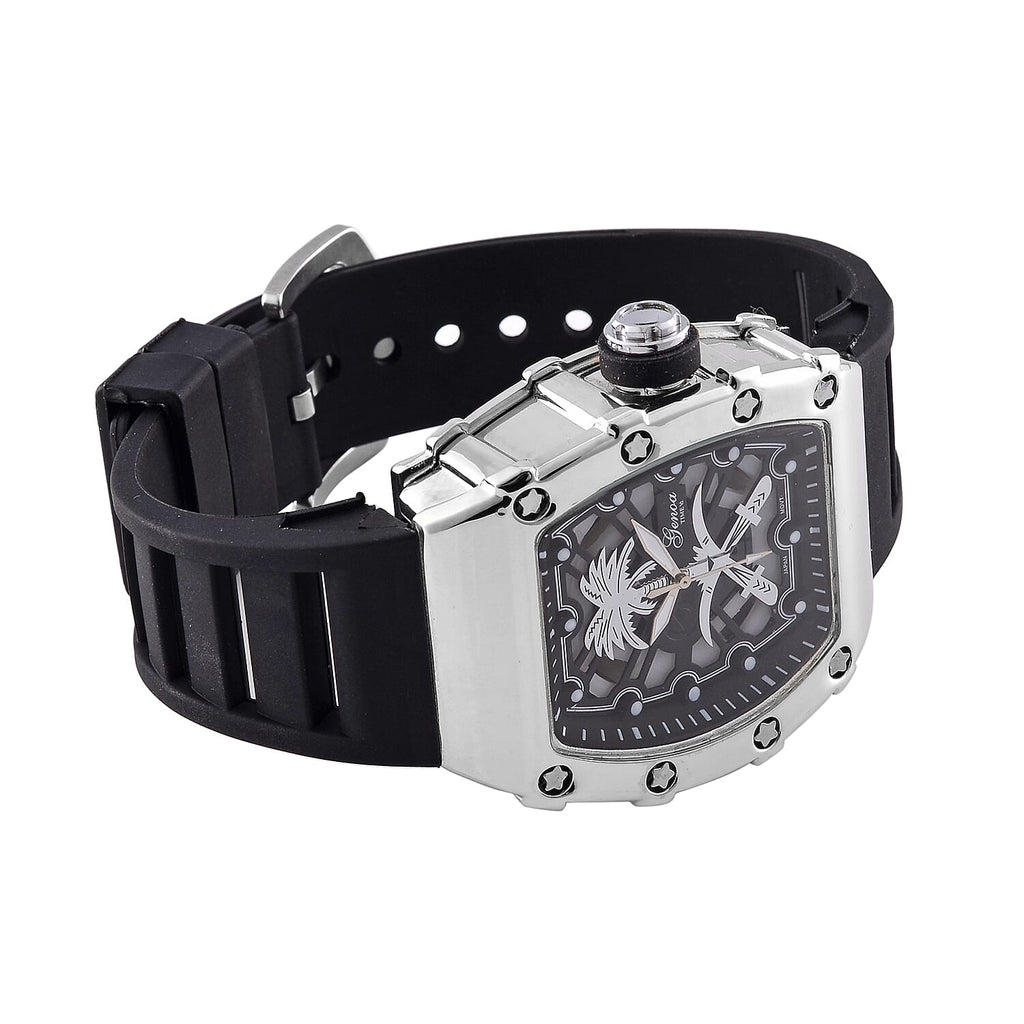 GENOA Japan Movt. 3ATM WR Black Dial Watch with Black Colour Strap