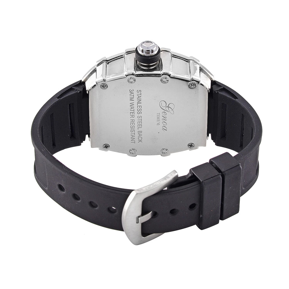 GENOA Japan Movt. 3ATM WR Black Dial Watch with Black Colour Strap