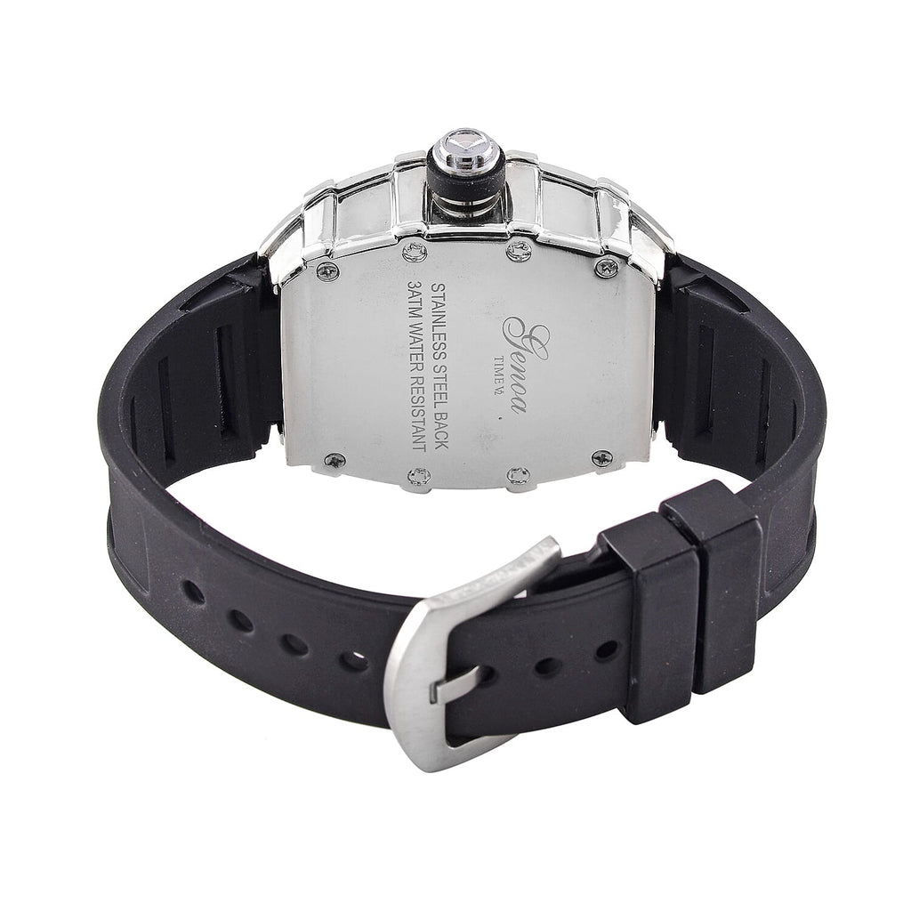 GENOA Japan Movt. 3ATM WR Black Dial Watch with Black Colour Strap