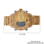 GENOA TIME V2 Japan Movement Multifucntional LED & Gold Literal Dial 3 ATM WR Watch with Stainless Steel Gold Buckle
