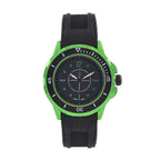 STRADA PC21S Japan Movt. Water Resistant Black Dial Mens Watch with Black Colour Silicone Strap and Neon Green-Tone Case