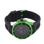 STRADA PC21S Japan Movt. Water Resistant Black Dial Mens Watch with Black Colour Silicone Strap and Neon Green-Tone Case