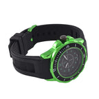 STRADA PC21S Japan Movt. Water Resistant Black Dial Mens Watch with Black Colour Silicone Strap and Neon Green-Tone Case