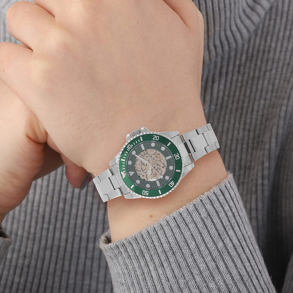 Genoa Time Limited Edition Automatic Skeleton Dial Watch - 3ATM Water Resistant - Presented in a gift box - Green