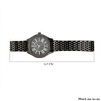 STRADA Japanese Movement Water Resistant Black Sunshine Hydraulic Dial Watch with Black Color Stainless Steel Strap