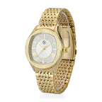 STRADA PC21S Japanese Movement Water Resistant White Sunshine Hydraulic Dial Watch with Gold Color Stainless Steel Strap
