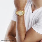 STRADA PC21S Japanese Movement Water Resistant White Sunshine Hydraulic Dial Watch with Gold Color Stainless Steel Strap