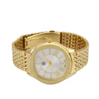 STRADA PC21S Japanese Movement Water Resistant White Sunshine Hydraulic Dial Watch with Gold Color Stainless Steel Strap