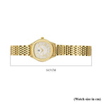 STRADA PC21S Japanese Movement Water Resistant White Sunshine Hydraulic Dial Watch with Gold Color Stainless Steel Strap