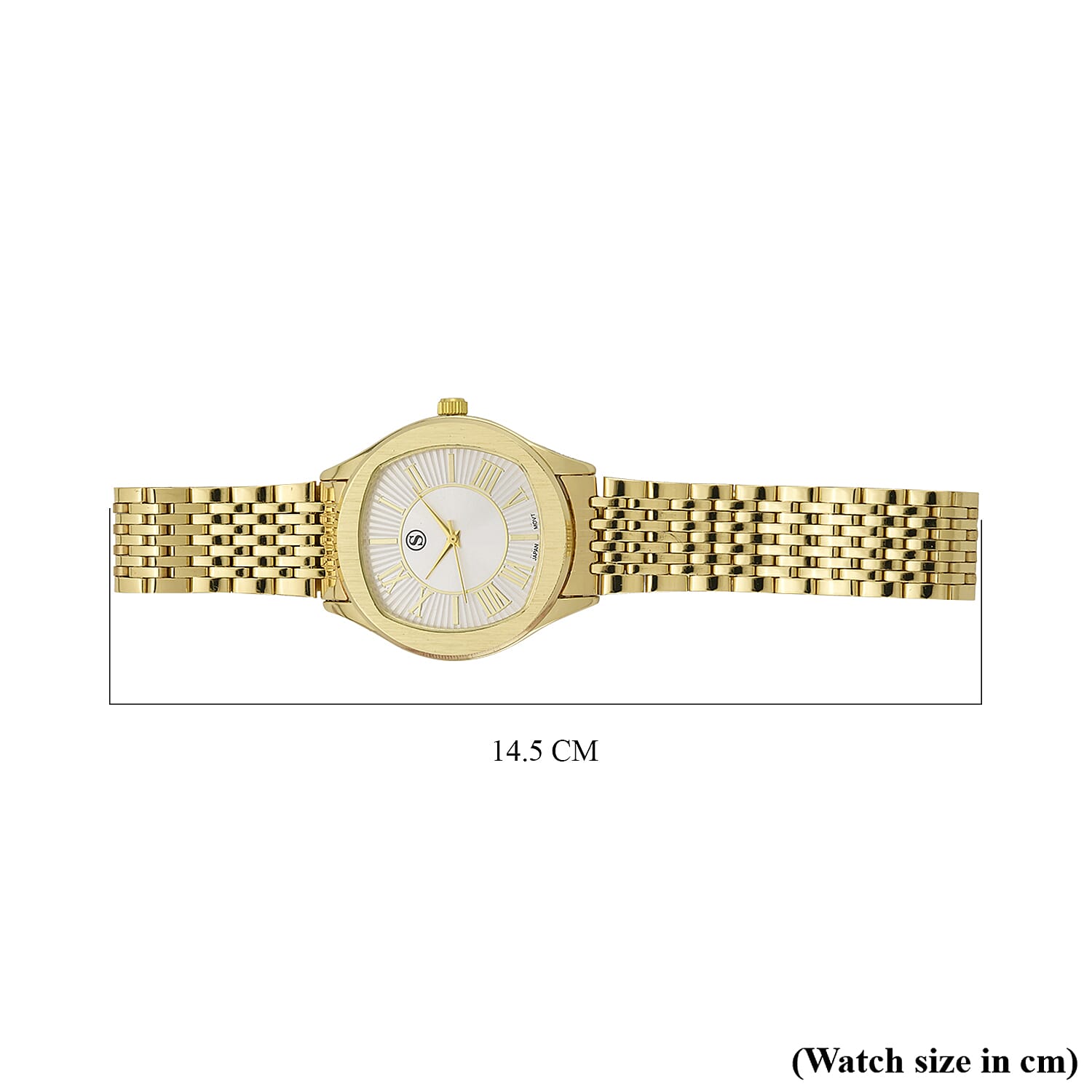 STRADA PC21S Japanese Movement Water Resistant White Sunshine Hydraulic Dial Watch with Gold Color Stainless Steel Strap