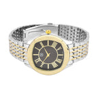 STRADA Japanese Movement Water Resistant Black Sunshine Hydraulic Dial Watch with Two-Tone Stainless Steel Strap