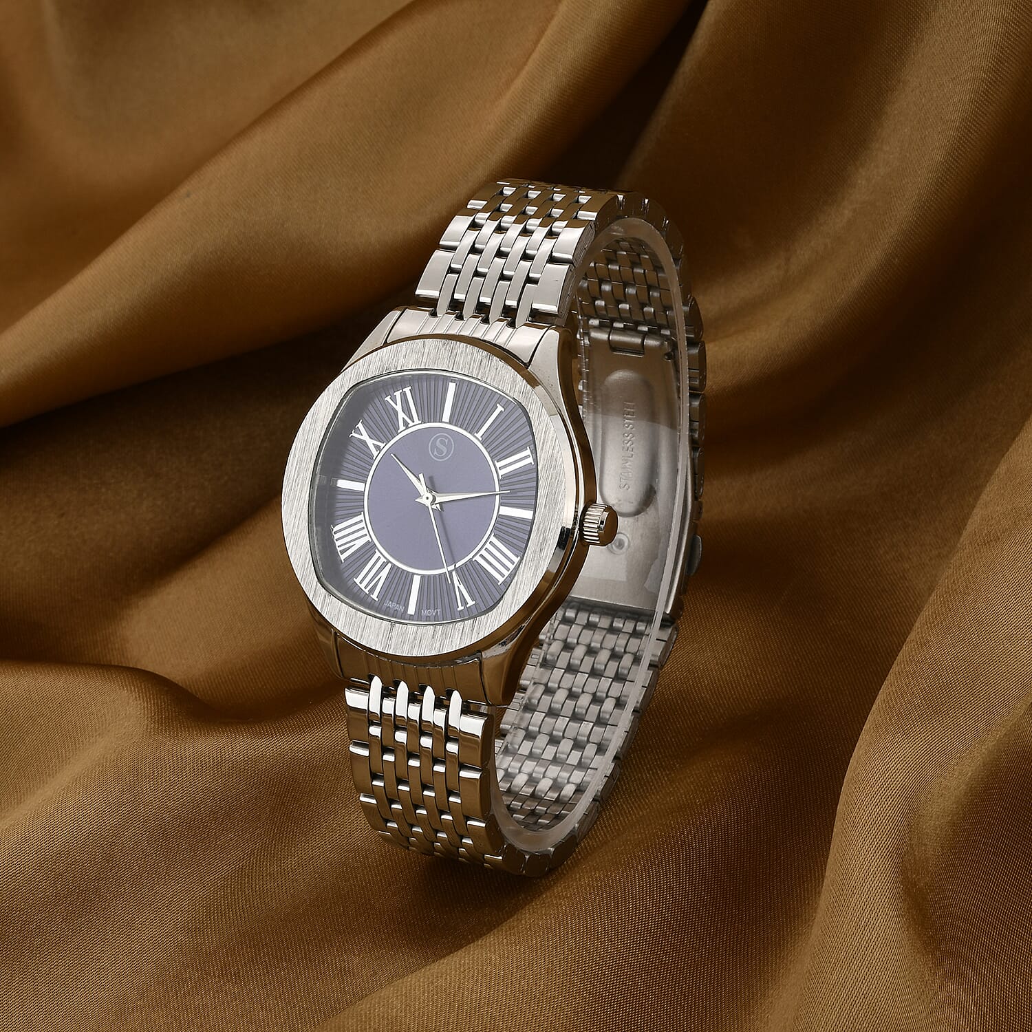 STRADA Japanese Movement Water Resistant Blue Sunshine Hydraulic Dial Watch with Stainless Steel Strap