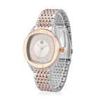 STRADA Japanese Movement Water Resistant White Sunshine Hydraulic Dial Watch with Two-Tone Stainless Steel Strap