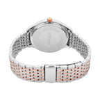 STRADA Japanese Movement Water Resistant White Sunshine Hydraulic Dial Watch with Two-Tone Stainless Steel Strap