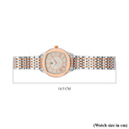 STRADA Japanese Movement Water Resistant White Sunshine Hydraulic Dial Watch with Two-Tone Stainless Steel Strap