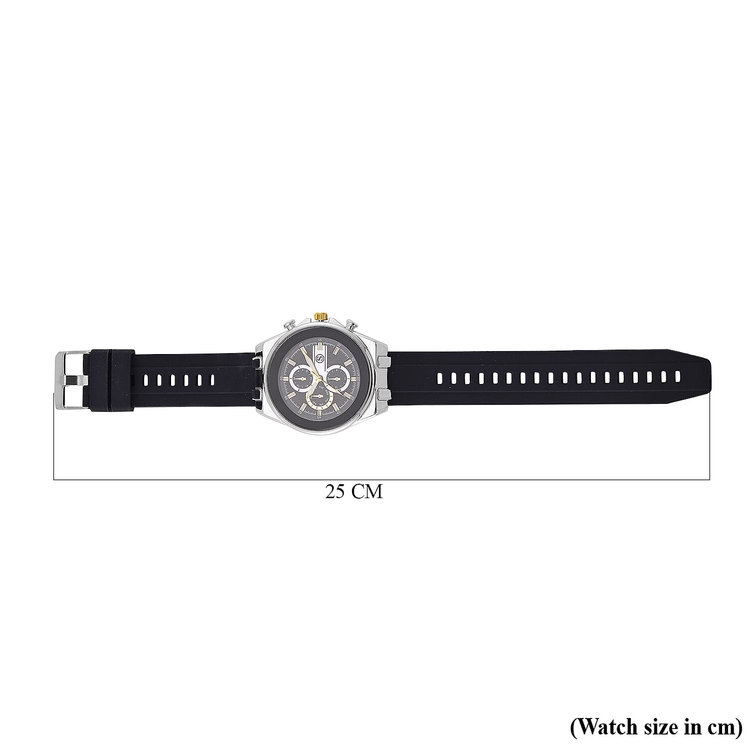 STRADA Japanese Movement Water Resistant Hydraulic Dial Watch with Black Colour Silicone Strap