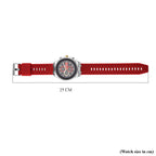 STRADA Japanese Movement Water Resistant Black Hydraulic Dial Watch with Red Colour Silicone Strap