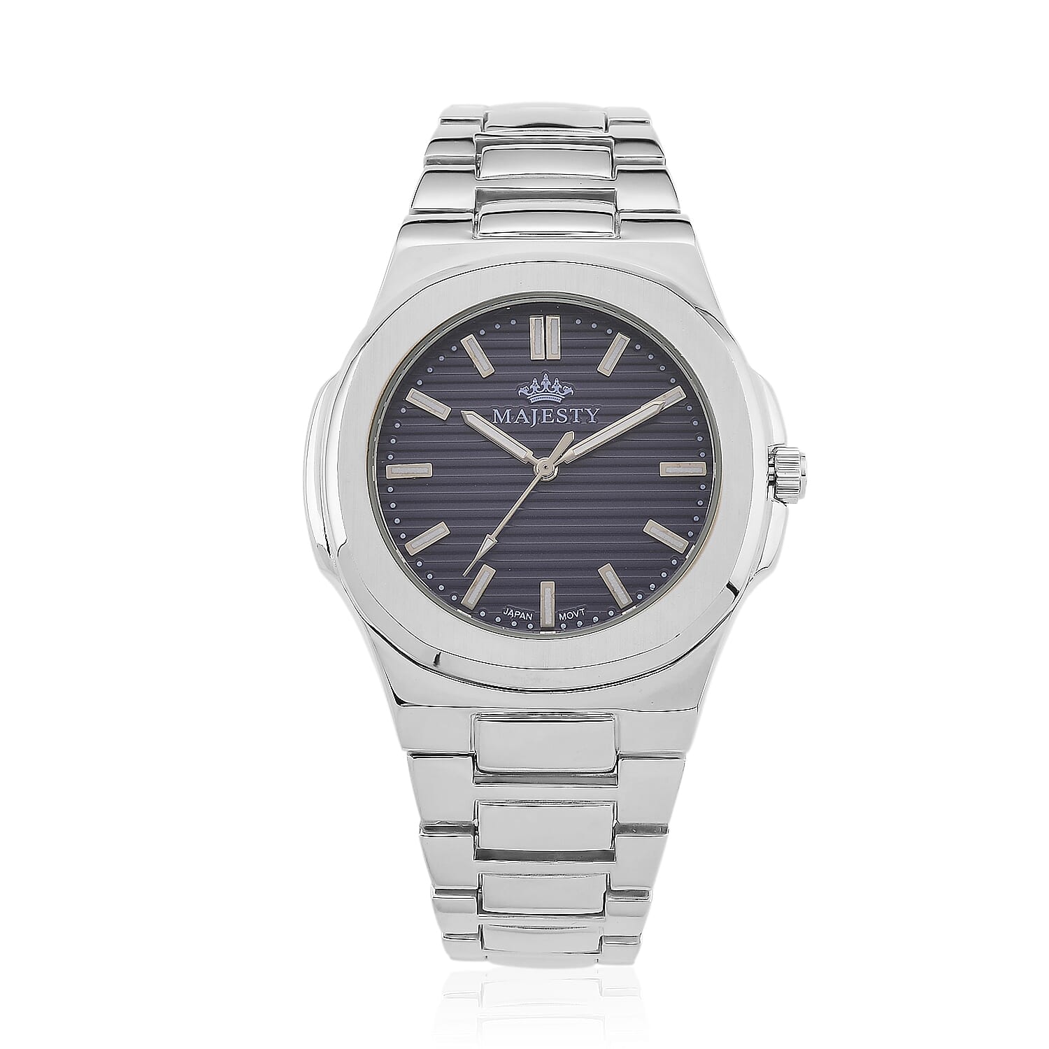 ONE TIME DEAL - Majesty Miyota 2035 Movement 3ATM Water Resistant Navy Blue Hydraulic Dial Watch with Silver Colour Strap