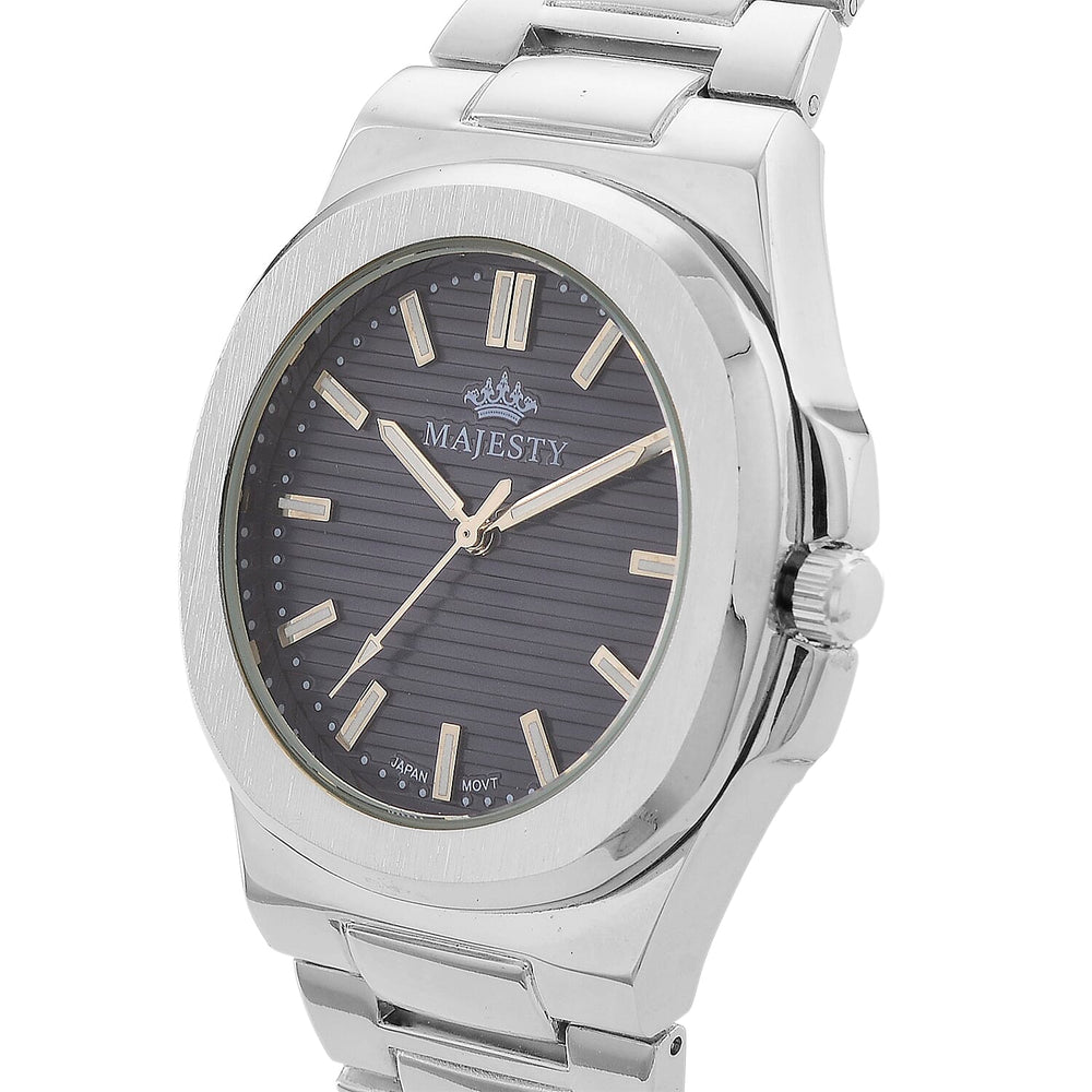 ONE TIME DEAL - Majesty Miyota 2035 Movement 3ATM Water Resistant Navy Blue Hydraulic Dial Watch with Silver Colour Strap